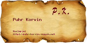 Puhr Korvin névjegykártya